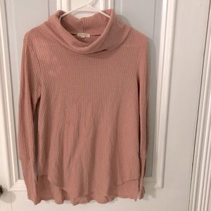 Ultra Flirt knit dusty pink turtle neck long sleeve blouse size small